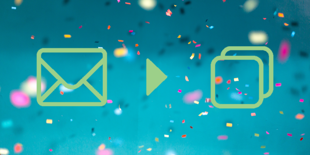 email to collection icon with confetti